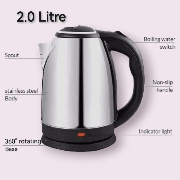 Electric Kettle 2L – Stainless Steel | Fast Boil & Auto Shut-Off